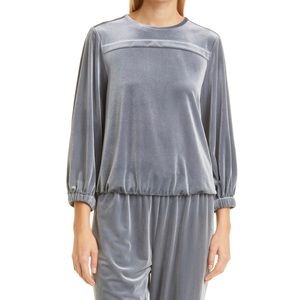 Toccin (NY) Bubble Hem Velour Sweatshirt in Charcoal (L)